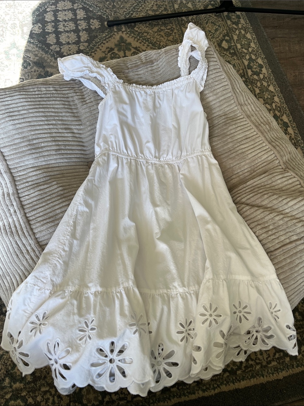 Time and Tru White Eyelet Sundress with Ruffled Straps